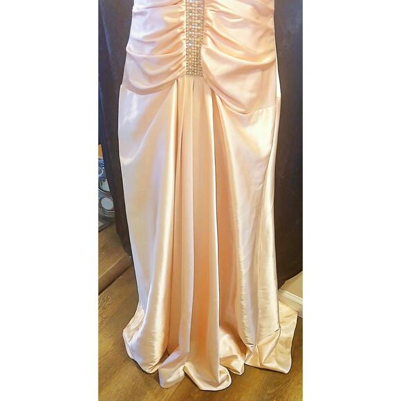 Vintage Jessica McClintock Rhinestone Halter Top Evening Gown - Picture 3 of 6